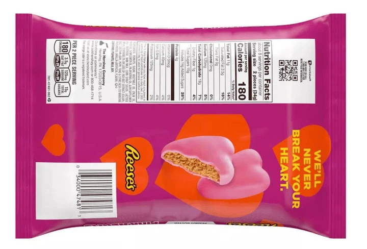 Шоколадні цукерки Reese's Valentine's Day Peanut Butter Pink Hearts Candy 272г - зображення 2
