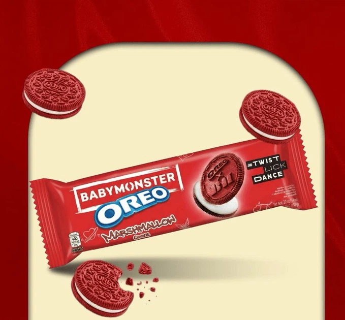 Печенье Oreo BabyMonster Red Sandwich Cookies with Marshmallow 110.4г - изображение 3