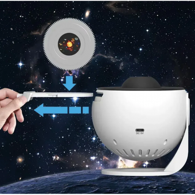 Проектор звездного неба + 12 картриджей, от USB, Galaxy Projector, Белый / Планетарий для спальни / Ночник звездное небо - изображение 4