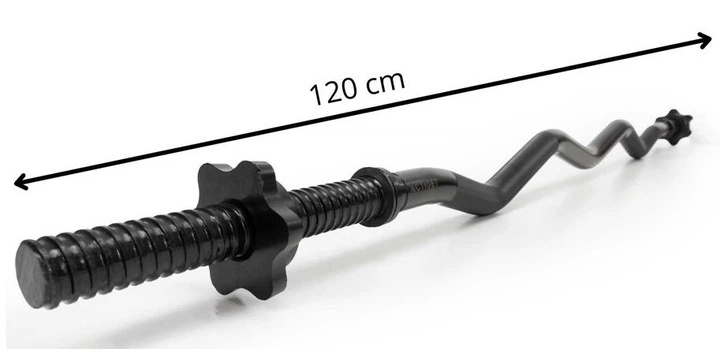 Гриф Actiget Вигнутий Олімпійський Різьбовий 120 см Чорний Сталевий Штанга та затискачі 25 мм ACT0009 (5908455308120) - зображення 11