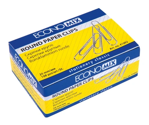 Скріпки ECONOMIX 25 мм прямі нікельовані 100 шт. (E41002) - Фото 1 Скріпки ECONOMIX 25 мм прямі нікельовані 100 шт. (E41002) - зображення 1