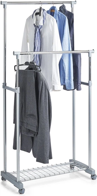 Stojak na ubrania Zeller 2 poziomowy Srebrny (4003368171517) - obraz 2