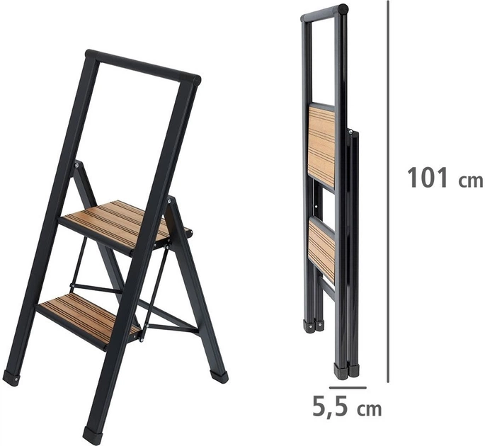 Драбина Wenko алюмінієва 2-ступенева Чорна (4008838217368) - зображення 9