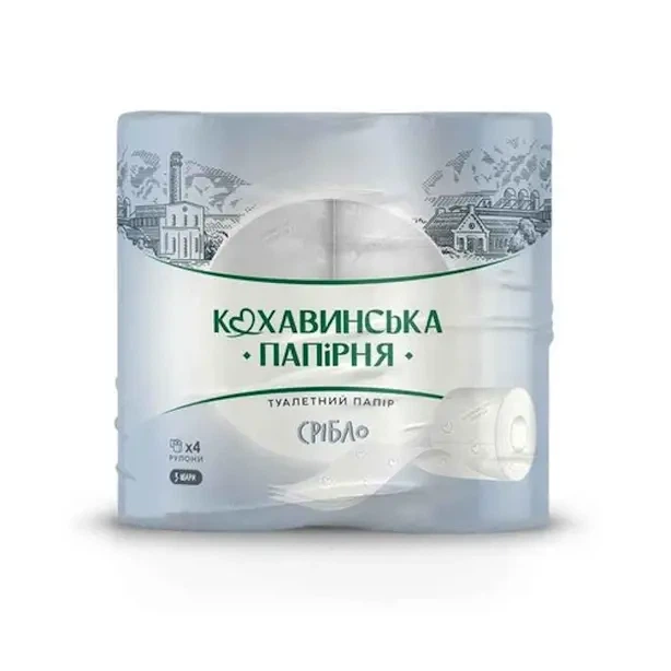Туалетний папір Кохавинська папірня Срібло 3 шари 170 відривів 8 рулони (450989) - Фото 1 Туалетний папір Кохавинська папірня Срібло 3 шари 170 відривів 8 рулони (450989) - изображение 1