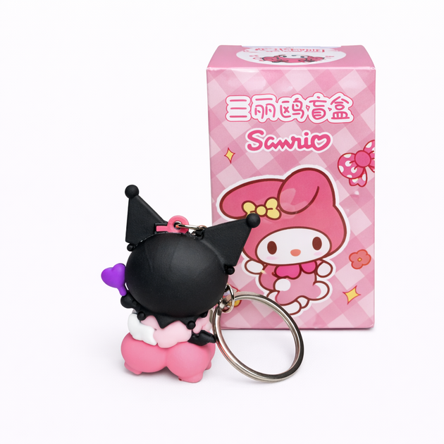 Коллекционный брелок-фигурка «Kawaii персонаж в чёрно-розовом костюме с бантом» — декоративный брелок для ключей и сумок - Фото 2 Коллекционный брелок-фигурка «Kawaii персонаж в чёрно-розовом костюме с бантом» — декоративный брелок для ключей и сумок - изображение 2