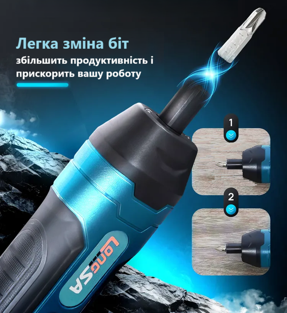 Акумуляторна викрутка LONGSA TY-CS07 105 предметів електровикрутка 200 об/хв 5/10 Нм LED-підсвітка реверс Type-C кейс для зберігання - зображення 7
