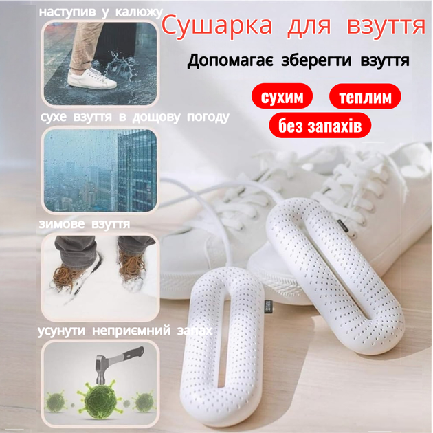 Сушилка для обуви Xiaomi Sothing ZERO Shoes Dryer электросушилка электрическая сушка для кроссовок и ботинок с таймером 3/6/9 ч 3 режима нагрева от сети 220V для перчаток и носков, 20W + переходник Белая - изображение 6