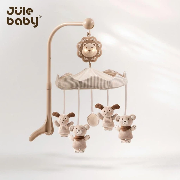 Музичний мобіль на кроватку Jule Baby Newborn Soothing 3 в 1: нічник, проєктор та пульт управління Бежевий - зображення 2