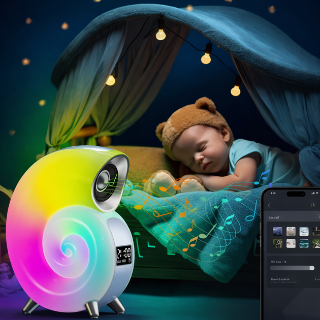 Беспроводная мини умная смарт колонка 4 в 1 с блютуз Сonch Music Light, 256 режимов освещения - изображение 5