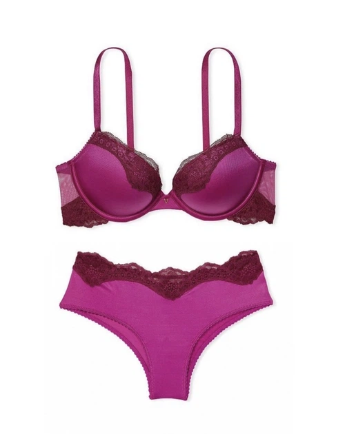 Комплект білизни Victoria’s Secret Push-up Малиновий 34B-S - Фото 1 Комплект білизни Victoria’s Secret Push-up Малиновий 34B-S - изображение 1
