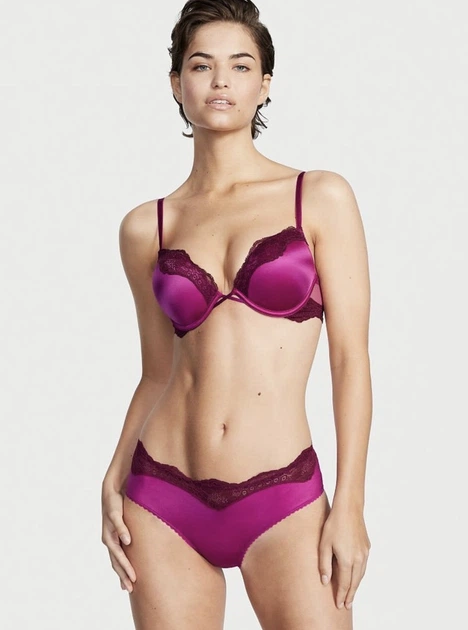 Комплект білизни Victoria’s Secret Push-up Малиновий 34B-S - Фото 2 Комплект білизни Victoria’s Secret Push-up Малиновий 34B-S - изображение 2