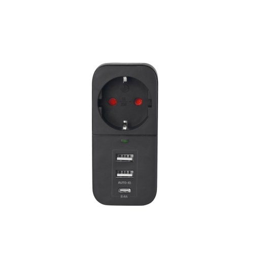 Мережевий адаптер 1 розетка/2USB-A/1Type-C із заземленням чорний VF-AD1G2U1C-B Oncord Videx - Фото 2 Мережевий адаптер 1 розетка/2USB-A/1Type-C із заземленням чорний VF-AD1G2U1C-B Oncord Videx - изображение 2
