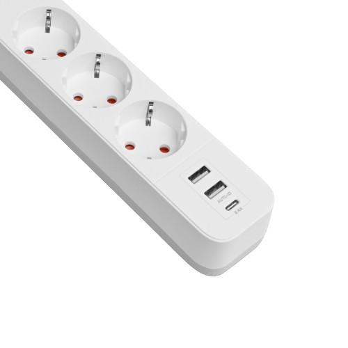Мережевий подовжувач із заземленням 3 розетки/2USB-A/1Type-C 3м з кнопкою білий VF-PD33G2U1C-W Oncord Videx - изображение 5