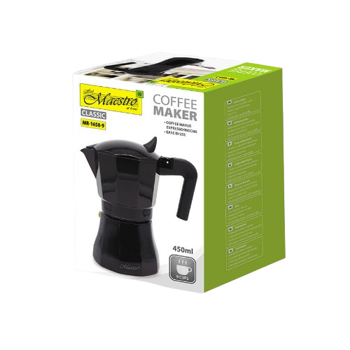 Кавоварка гейзерна 450мл (9 порцій) алюмінієва MR-1658-9 Espresso Moka Maestro - зображення 2