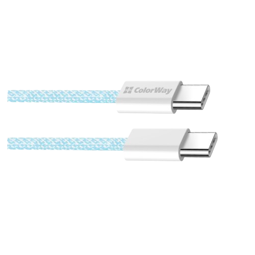 Кабель USB PD Type-C/Type-C ColorWay CW-CBPDCC061-BL 3,0A 60W 1м синій - изображение 2