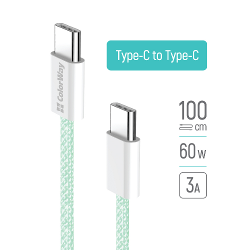 Кабель USB PD Type-C/Type-C ColorWay CW-CBPDCC061-G 3,0A 60W 1м зелений - изображение 4