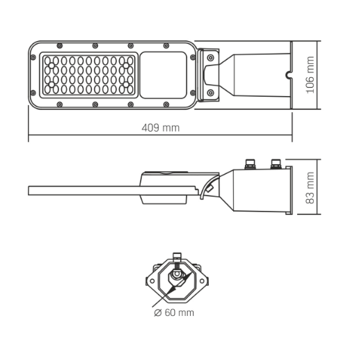 LED Ліхтар вуличний IP65 30W 3300Lm 5000К 220V SLE17 Videx - изображение 6