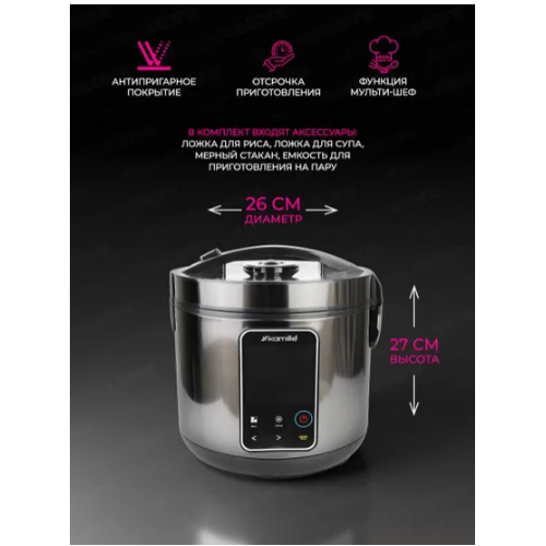 Мультиварка 5л 900W 24 програми 6830 KAMILLE - изображение 3