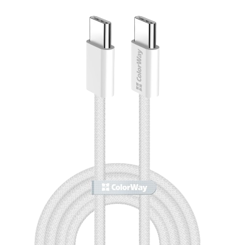 Кабель USB PD Type-C/Type-C ColorWay CW-CBPDCC068-GR 3,0A 60W 2м сірий - Фото 1 Кабель USB PD Type-C/Type-C ColorWay CW-CBPDCC068-GR 3,0A 60W 2м сірий - изображение 1