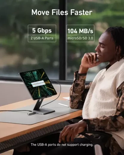 Подставка-адаптер для планшета Anker 551 USB-C Hub (8 в 1, Tablet Stand) Grey (WSCP9TAOVK) - изображение 6
