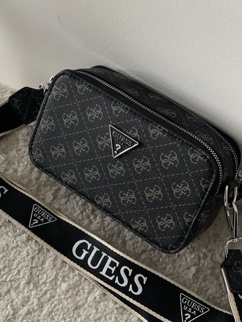 Женская сумка Guess эко-кожа с двумя независимыми отделениями плечевой ремень 130 см черная 21×13×8,5 см (Premium-A057) - Фото 1 Женская сумка Guess эко-кожа с двумя независимыми отделениями плечевой ремень 130 см черная 21×13×8,5 см (Premium-A057) - изображение 1