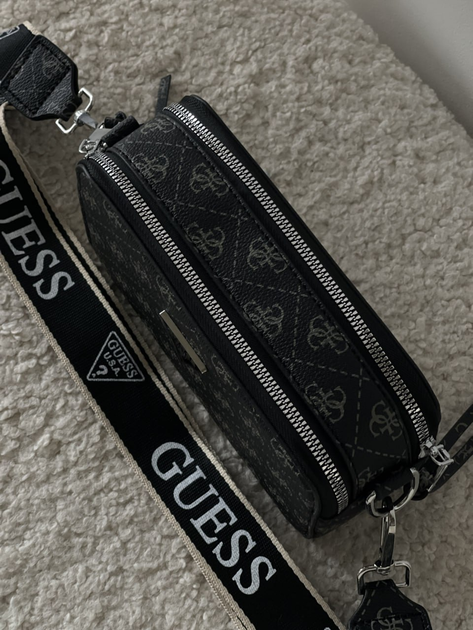 Женская сумка Guess эко-кожа с двумя независимыми отделениями плечевой ремень 130 см черная 21×13×8,5 см (Premium-A057) - Фото 2 Женская сумка Guess эко-кожа с двумя независимыми отделениями плечевой ремень 130 см черная 21×13×8,5 см (Premium-A057) - изображение 2