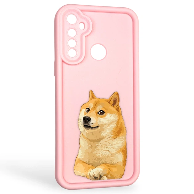 Чехол силиконовый оригинальный Soft Touch с 3D принтом мема сибу для Realme C3 розовый (Полная защита камеры) - Фото 1 Чехол силиконовый оригинальный Soft Touch с 3D принтом мема сибу для Realme C3 розовый (Полная защита камеры) - изображение 1