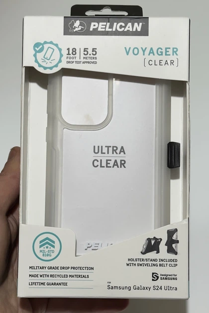 Чехол противоударный Pelican Voyager для Samsung Galaxy S24 Ultra (S928) Clear Прозрачный с клипсой аналог OtterBox - изображение 2