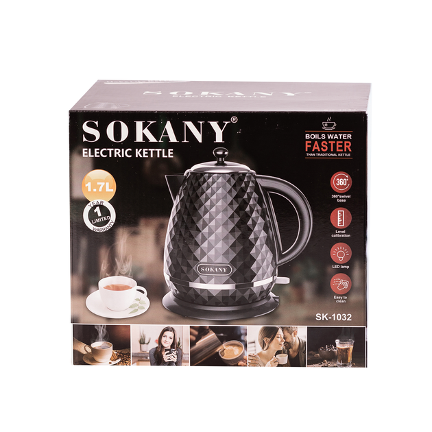 Электрочайник Sokany SK-1032 бесшумный 1,7л Черный - изображение 3
