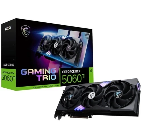 Відеокарта GeForce RTX 5060 Ti, MSI, GAMING TRIO OC, 16Gb GDDR7, 128-bit, HDMI/3xDP, 2662/28000 MHz, 16-pin (G506T-16GTC) - зображення 3