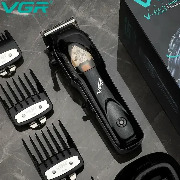 Профессиональная машинка для стрижки волос VGR V-653 беспроводная с зарядной базой 2500 мАч черный - изображение 2