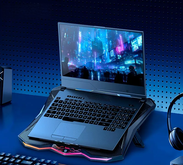 Кулер для ноутбука Hoco DH26 с активной системой охлаждения 8 вентиляторов RGB 2×USB с диагональю до 17″ Черный - изображение 7