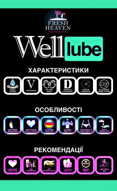 Интим-смазка вагинальная Fresh Heaven Well Lube 1000ml (Home версия) - Фото 3 Интим-смазка вагинальная Fresh Heaven Well Lube 1000ml (Home версия) - изображение 3