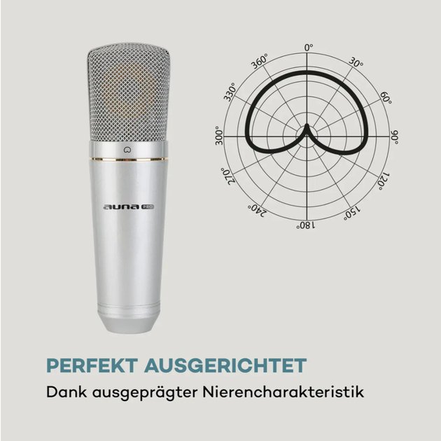 Мікрофон конденсаторний Auna MIC-920, USB-мікрофон для стрімінгу, підкастів - зображення 5