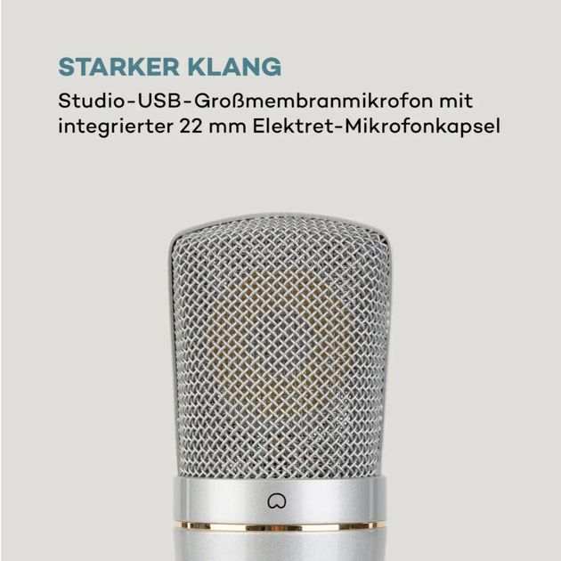 Мікрофон конденсаторний Auna MIC-920, USB-мікрофон для стрімінгу, підкастів - зображення 7