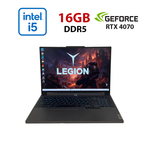 Игровой ноутбук Б-класс Lenovo Legion 5 16IRX9 / 16" (2560x1600) IPS / Intel Core i7-14700HX (20 (28) ядра по 1.5 - 5.5 GHz) / 16 GB DDR5 / 512 GB SSD NVMe / nVidia GeForce RTX 4070, 8 GB GDDR6, 128-bit / WebCam б/у - Фото 1 Игровой ноутбук Б-класс Lenovo Legion 5 16IRX9 / 16" (2560x1600) IPS / Intel Core i7-14700HX (20 (28) ядра по 1.5 - 5.5 GHz) / 16 GB DDR5 / 512 GB SSD NVMe / nVidia GeForce RTX 4070, 8 GB GDDR6, 128-bit / WebCam б/у - изображение 1