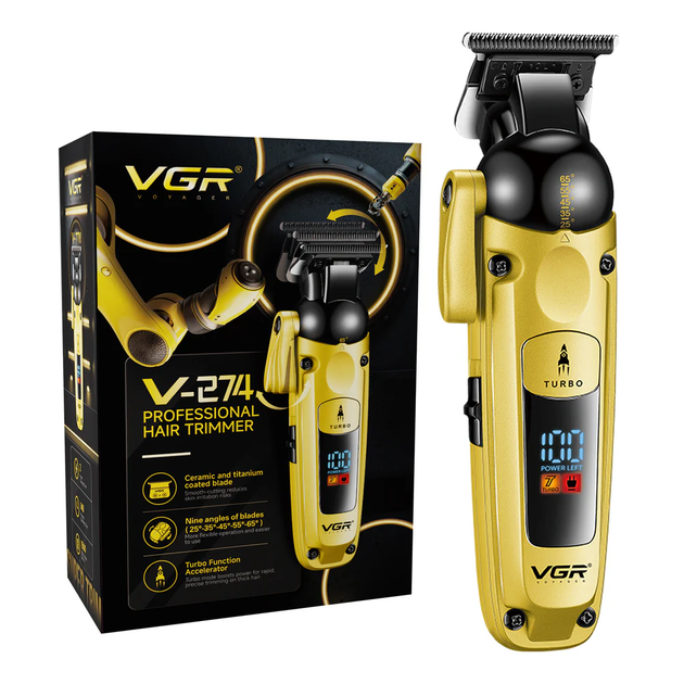 Триммер аккумуляторный для стрижки волос VGR V-274 YELLOW - изображение 2