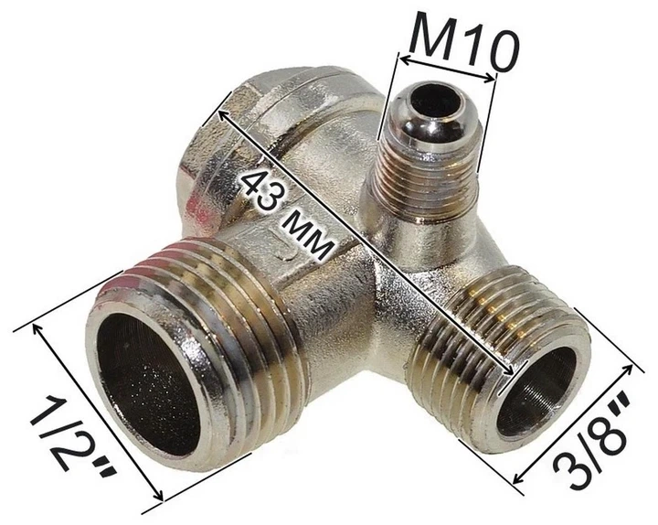 JB. Обратный клапан компрессора, резьба 1/2×3/8×М10, хром, качество (комп211) - Фото 4 JB. Обратный клапан компрессора, резьба 1/2×3/8×М10, хром, качество (комп211) - изображение 4