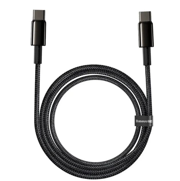 Кабель Baseus Tungsten Gold Fast Charging Data Cable Type-C to Type-C 100W 2M Black (CATWJ-A01) - изображение 6