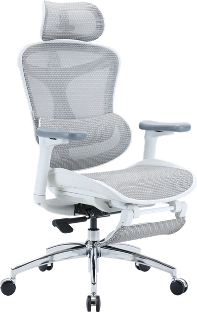 Крісло офісне з підставкою для ніг Sihoo DORO C300L Mesh White with footrest - зображення 3
