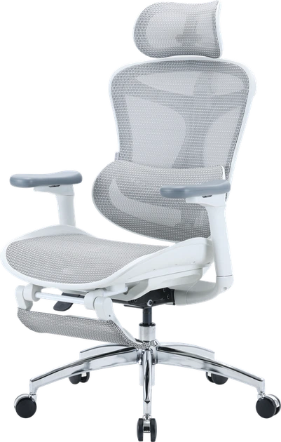 Крісло офісне з підставкою для ніг Sihoo DORO C300L Mesh White with footrest - зображення 4