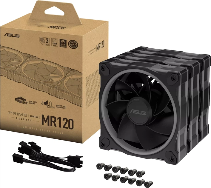 Вентилятор ASUS Prime MR120 ARGB Reverse Fan - Triple Pack Black (90DA00L0-B09020) - зображення 2