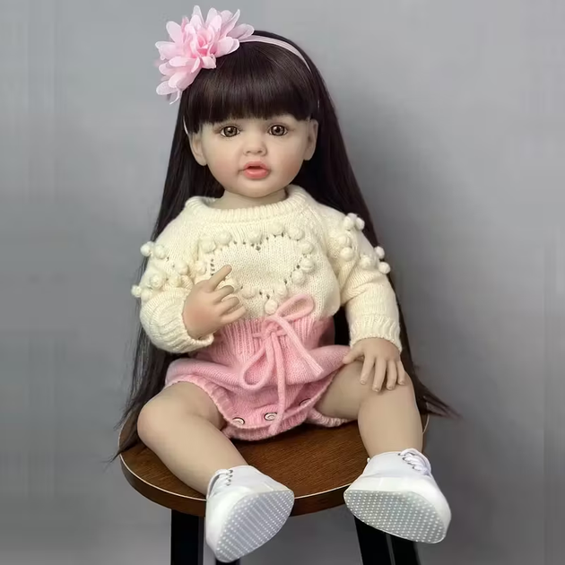 Реалістична Кукла Реборн 55 см повністю силіконова Doll Reborn Baby К0100215 - зображення 4