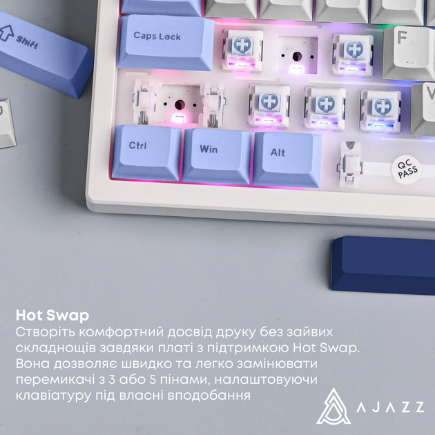 Клавиатура AJAZZ AK870 V2 Flying Fish Switch White/Blue (AK870-V2-FF-BWB) - изображение 10