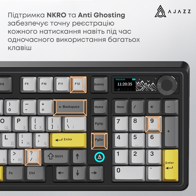 Клавиатура AJAZZ AK980 V2 Gift Switch V2 Black/Grey/Yellow (AK980-V2-G-BGY) - изображение 15