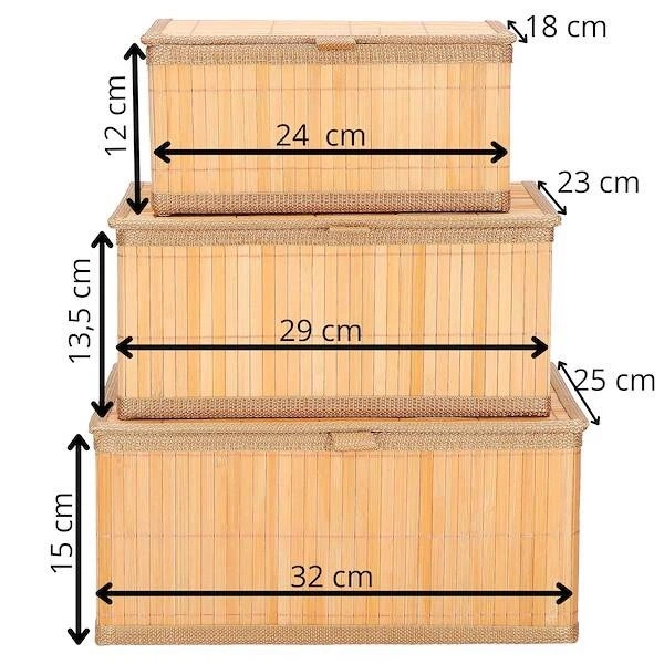 Органайзер з бамбуку Springos HA0153 набір 3 контейнерів світло-коричневий (5907719473963) - зображення 7