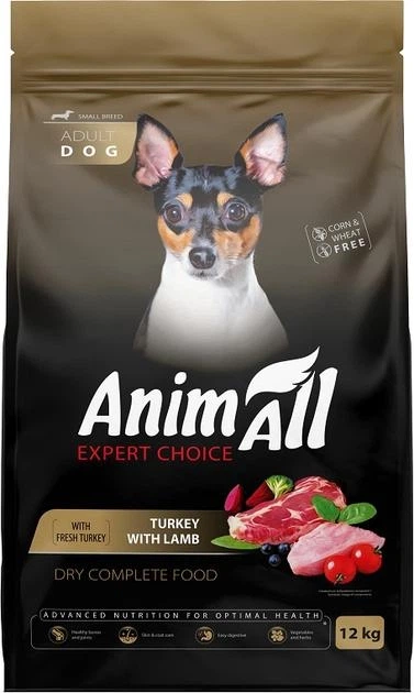 Сухой корм AnimAll для взрослых собак малых пород, со свежей индейкой и ягненком, 12кг - Фото 1 Сухой корм AnimAll для взрослых собак малых пород, со свежей индейкой и ягненком, 12кг - изображение 1
