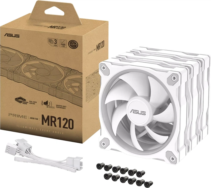 Вентилятор ASUS Prime MR120 ARGB Fan - Triple Pack White (90DA00I3-B09020) - зображення 2