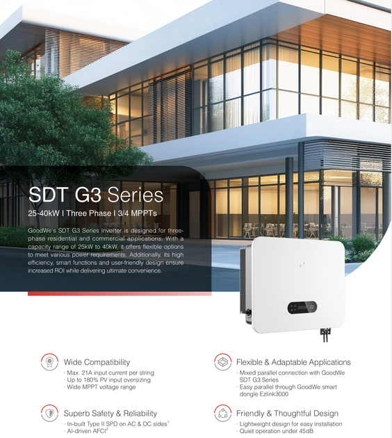 Сетевой инвертор GoodWe GW30K-SDT - Фото 3 Сетевой инвертор GoodWe GW30K-SDT - изображение 3