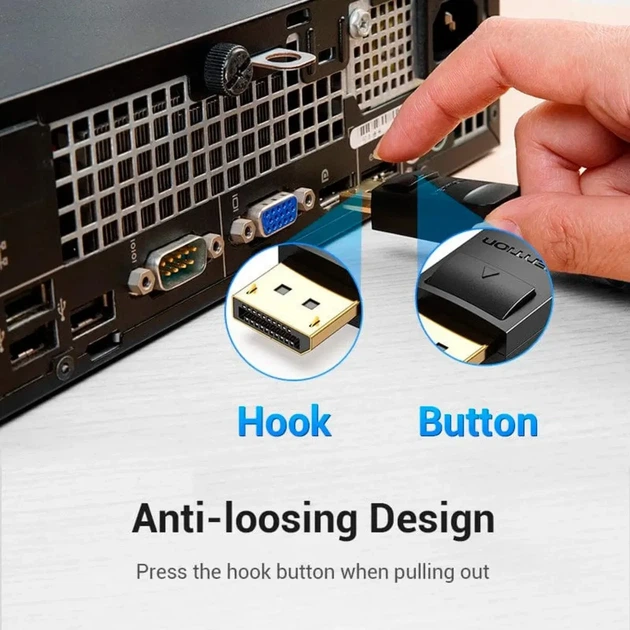 Кабель Vention DP to DVI Cable 2м Black (HAFBH) - изображение 4